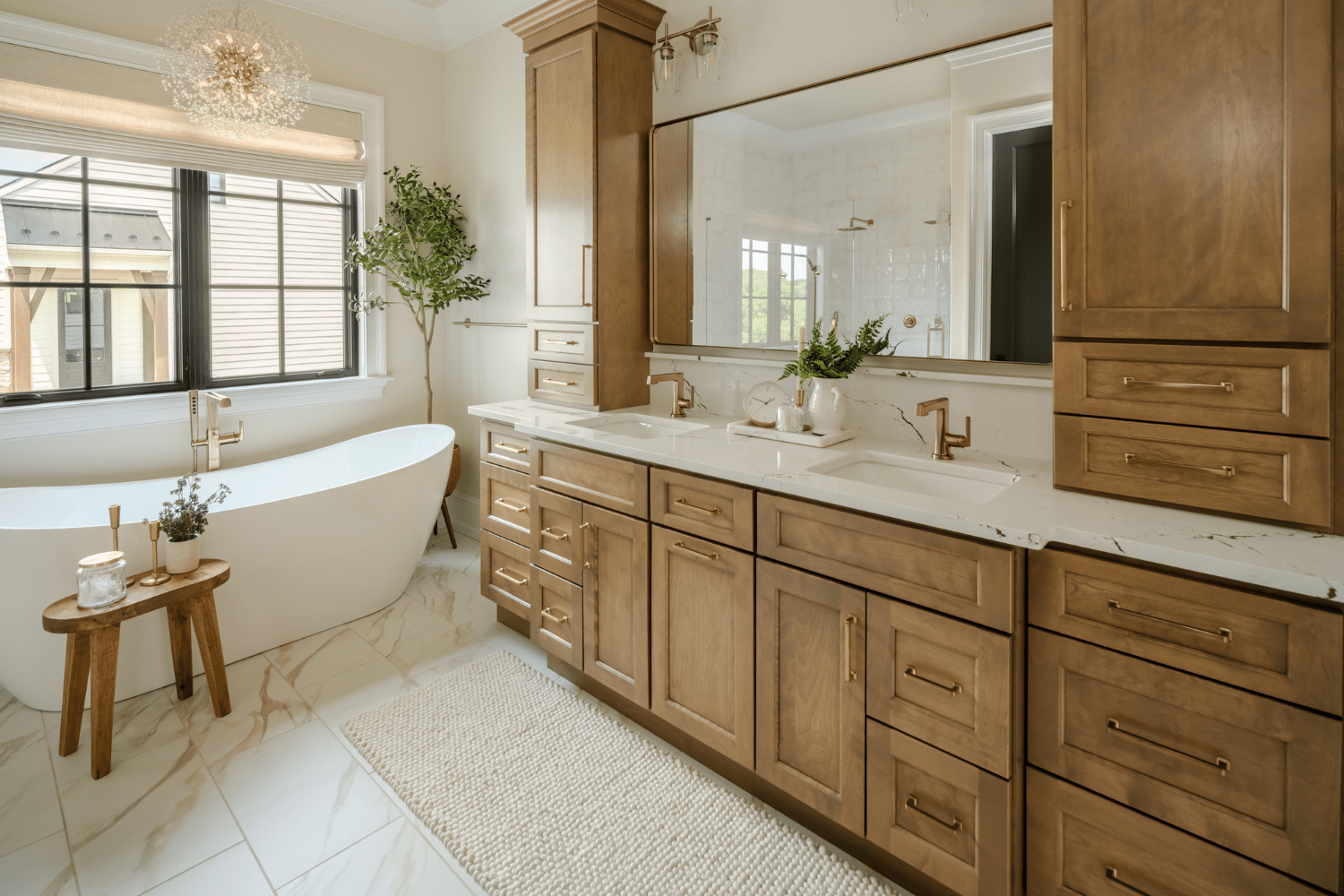 Natural Wood & Quartz Bathroom - DuraSupreme Cabinetry supplied by GR Mitchell