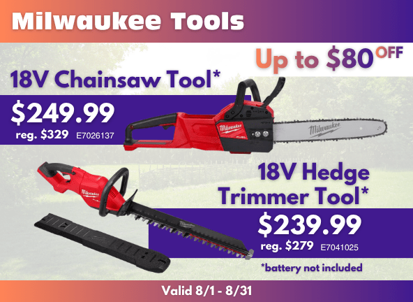 Milwaukee Tool Sale at GR Mitchell - Chainsaws and Hedge Trimmers