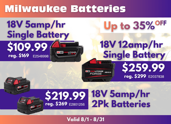 Milwaukee Tool Battery Sale at GR Mitchell - Up to 35% off